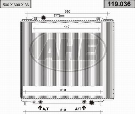 AHE 119.036 - Радіатор, охолодження двигуна autocars.com.ua