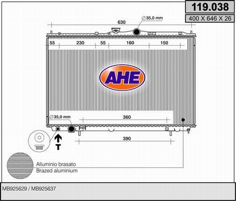 AHE 119.038 - Радиатор, охлаждение двигателя autodnr.net