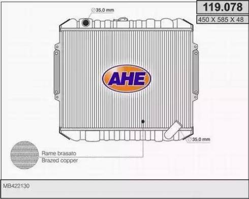 AHE 119.078 - Радіатор, охолодження двигуна autocars.com.ua