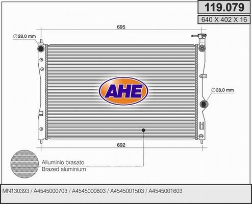 AHE 119.079 - Радіатор, охолодження двигуна autocars.com.ua