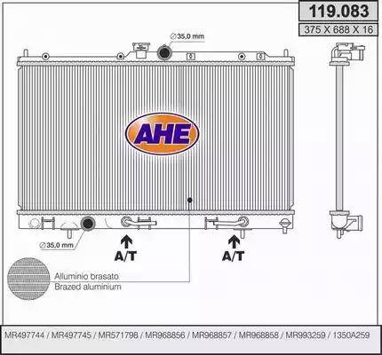 AHE 119.083 - Радіатор, охолодження двигуна autocars.com.ua