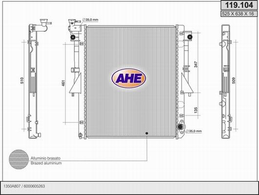 AHE 119.104 - Радіатор, охолодження двигуна autocars.com.ua