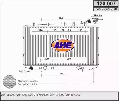 AHE 120.007 - Радіатор, охолодження двигуна autocars.com.ua