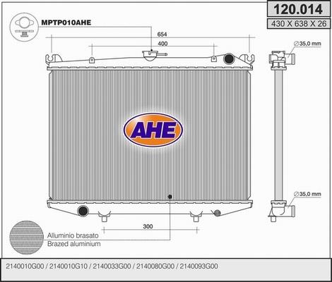 AHE 120.014 - Радіатор, охолодження двигуна autocars.com.ua