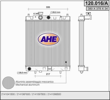 AHE 120.016/A - Радіатор, охолодження двигуна autocars.com.ua