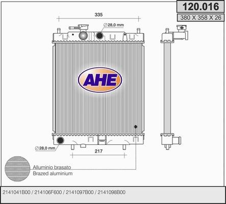 AHE 120.016 - Радіатор, охолодження двигуна autocars.com.ua