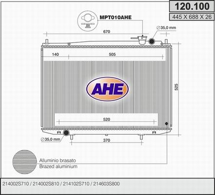 AHE 120.100 - Радіатор, охолодження двигуна autocars.com.ua