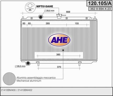 AHE 120.105/A - Радіатор, охолодження двигуна autocars.com.ua