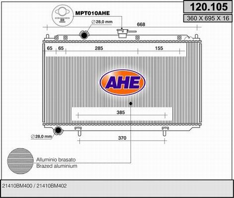 AHE 120.105 - Радіатор, охолодження двигуна autocars.com.ua