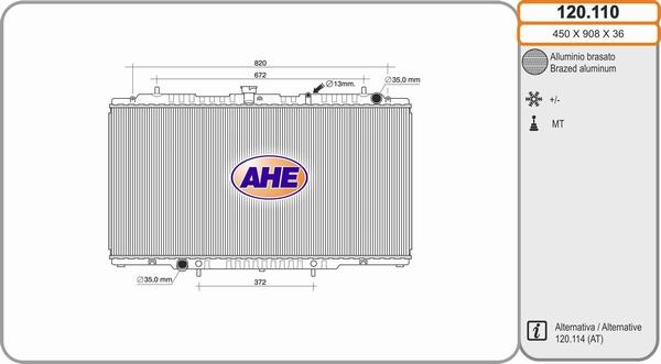 AHE 120.110 - Радіатор, охолодження двигуна autocars.com.ua