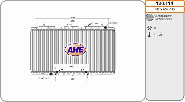 AHE 120.114 - Радіатор, охолодження двигуна autocars.com.ua