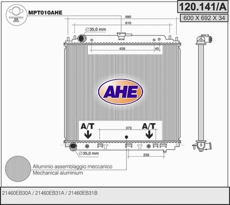 AHE 120.141/A - Радіатор, охолодження двигуна autocars.com.ua