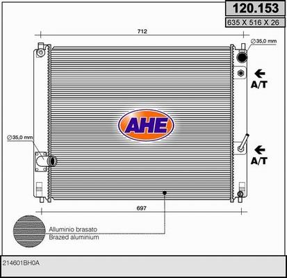 AHE 120.153 - Радіатор, охолодження двигуна autocars.com.ua