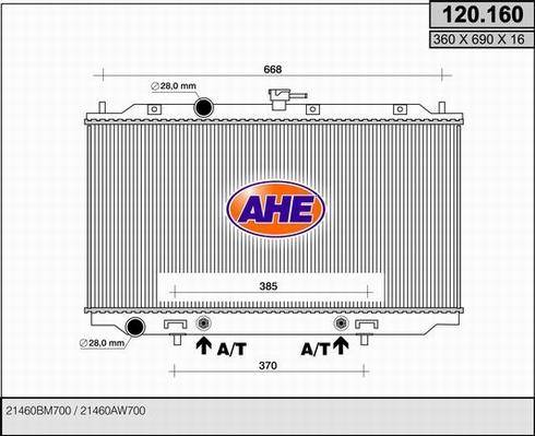 AHE 120.160 - Радіатор, охолодження двигуна autocars.com.ua