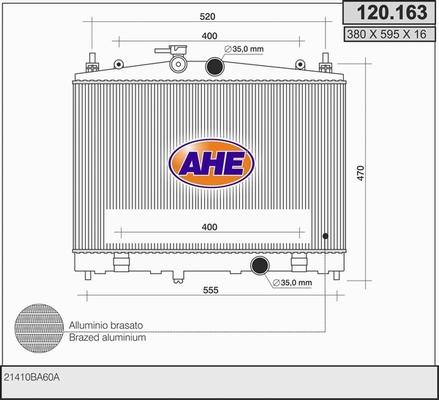 AHE 120.163 - Радіатор, охолодження двигуна autocars.com.ua