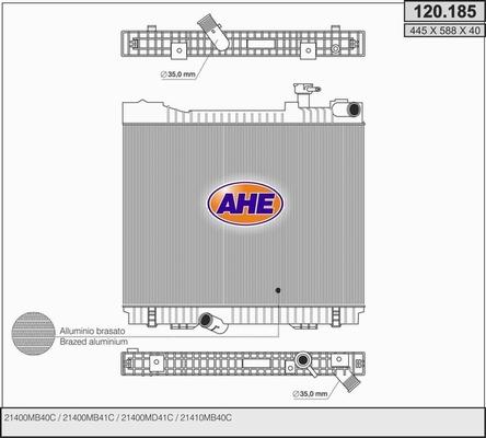 AHE 120.185 - Радіатор, охолодження двигуна autocars.com.ua