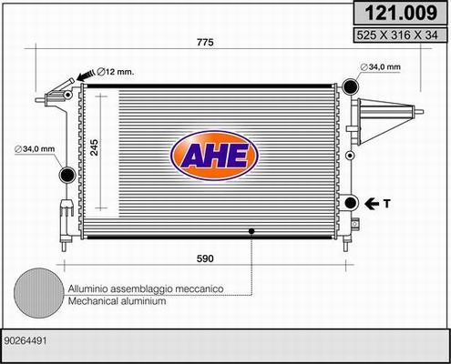 AHE 121.009 - Радіатор, охолодження двигуна autocars.com.ua