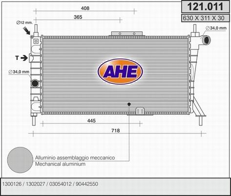 AHE 121.011 - Радіатор, охолодження двигуна autocars.com.ua