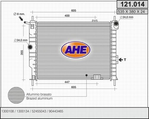 AHE 121.014 - Радіатор, охолодження двигуна autocars.com.ua