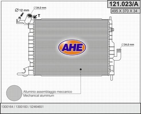 AHE 121.023/A - Радіатор, охолодження двигуна autocars.com.ua
