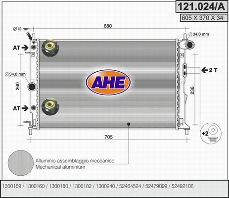 AHE 121.024/A - Радіатор, охолодження двигуна autocars.com.ua