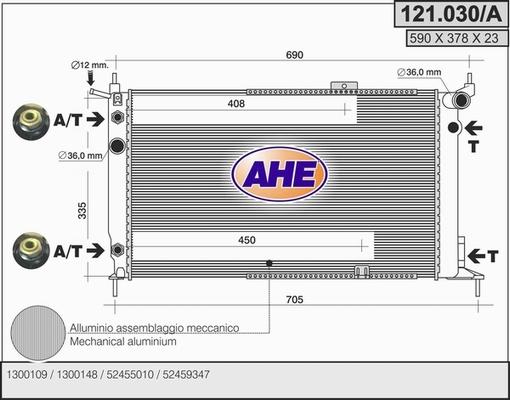 AHE 121.030/A - Радіатор, охолодження двигуна autocars.com.ua