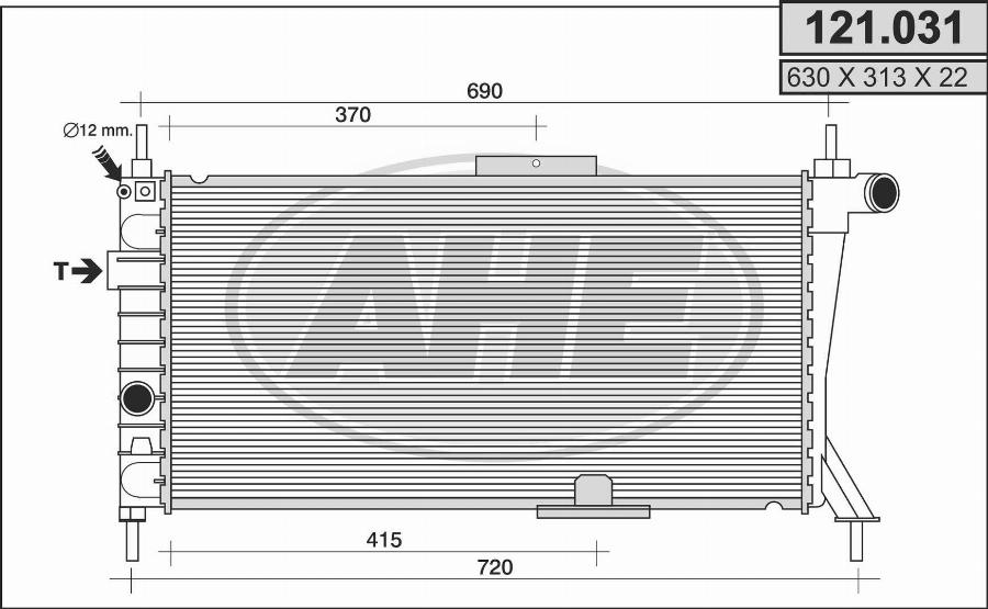 AHE 121.031 - Радіатор, охолодження двигуна autocars.com.ua