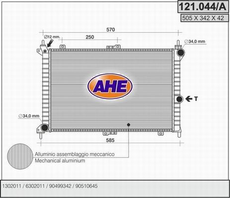 AHE 121.044/A - Радіатор, охолодження двигуна autocars.com.ua