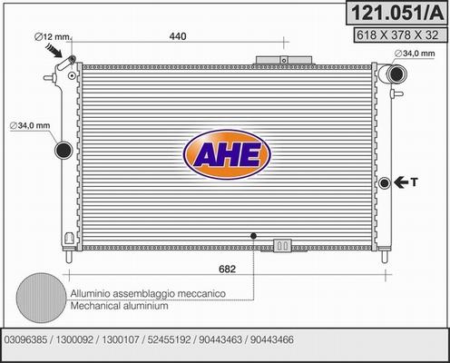AHE 121.051/A - Радіатор, охолодження двигуна autocars.com.ua