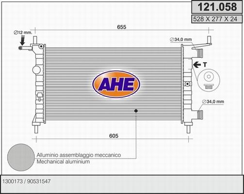 AHE 121.058 - Радіатор, охолодження двигуна autocars.com.ua