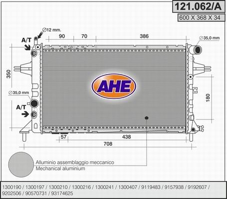 AHE 121.062/A - Радіатор, охолодження двигуна autocars.com.ua