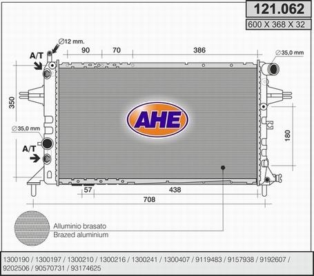 AHE 121.062 - Радіатор, охолодження двигуна autocars.com.ua
