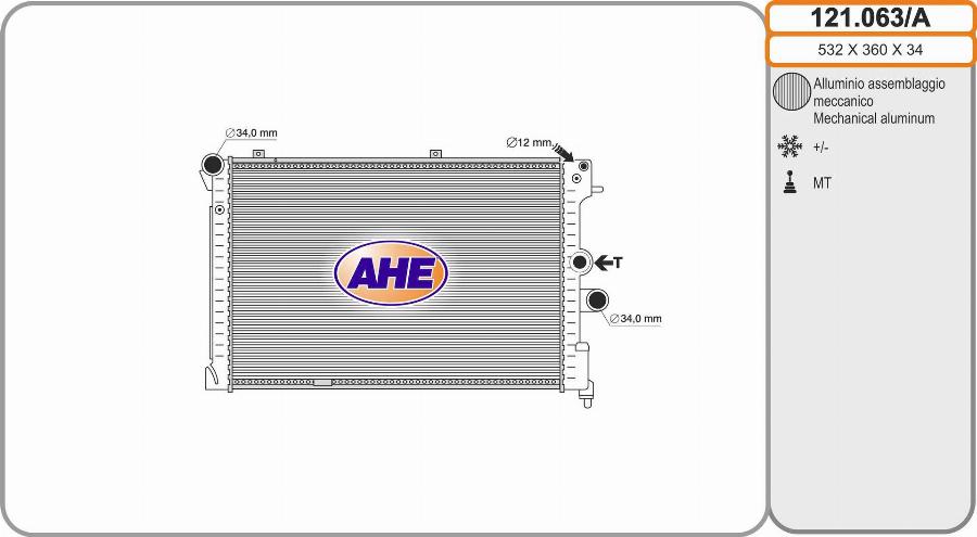 AHE 121.063/A - Радіатор, охолодження двигуна autocars.com.ua