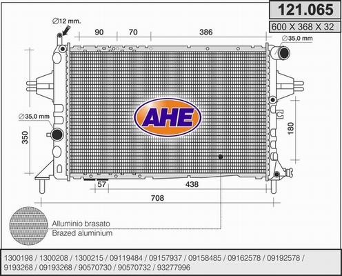 AHE 121.065 - Радіатор, охолодження двигуна autocars.com.ua