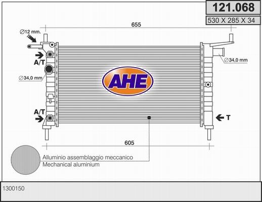 AHE 121.068 - Радіатор, охолодження двигуна autocars.com.ua