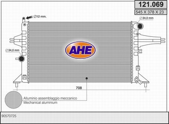AHE 121.069 - Радіатор, охолодження двигуна autocars.com.ua