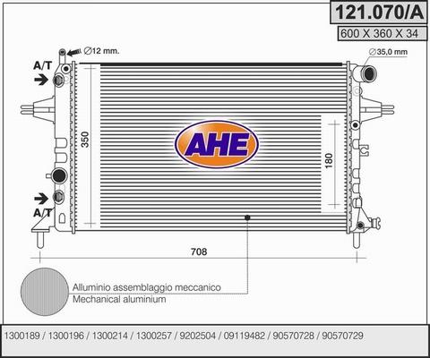 AHE 121.070/A - Радіатор, охолодження двигуна autocars.com.ua