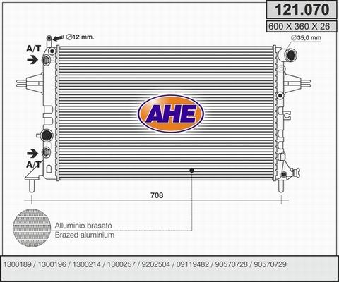 AHE 121.070 - Радіатор, охолодження двигуна autocars.com.ua