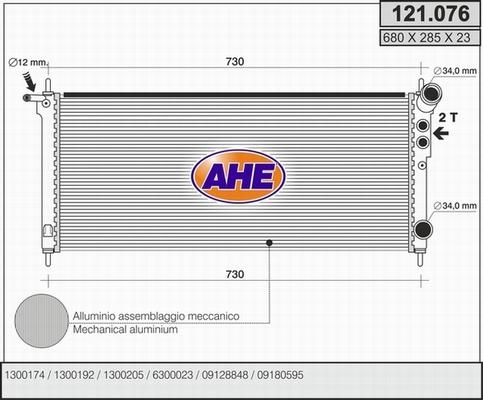 AHE 121.076 - Радіатор, охолодження двигуна autocars.com.ua
