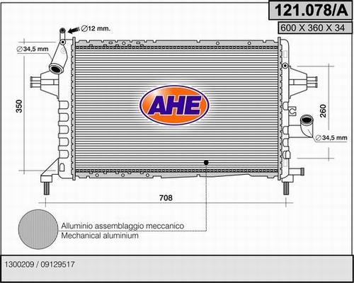 AHE 121.078/A - Радіатор, охолодження двигуна autocars.com.ua