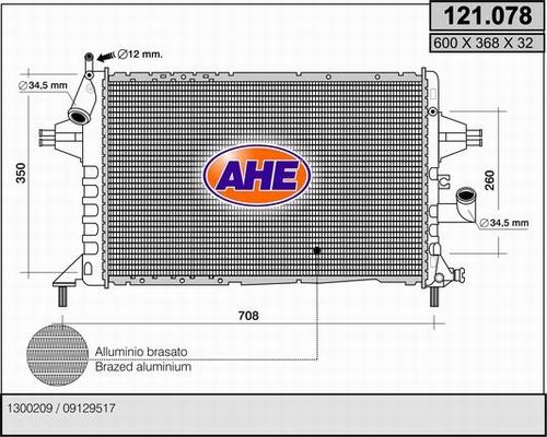 AHE 121.078 - Радіатор, охолодження двигуна autocars.com.ua