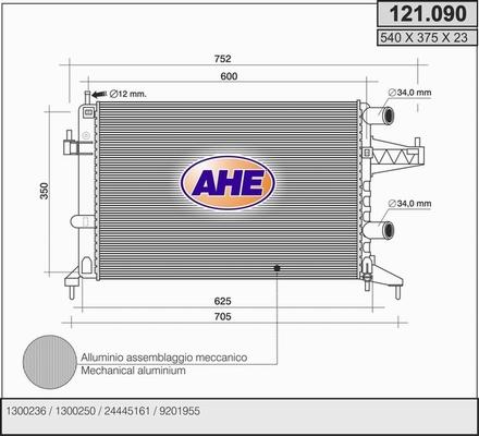 AHE 121.090 - Радіатор, охолодження двигуна autocars.com.ua