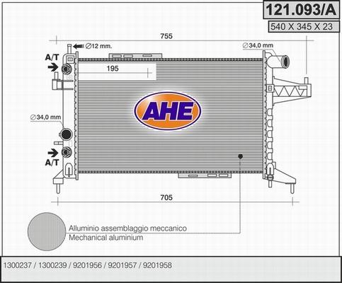 AHE 121.093/A - Радіатор, охолодження двигуна autocars.com.ua