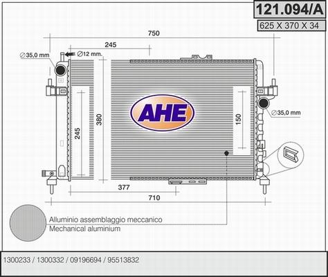 AHE 121.094/A - Радіатор, охолодження двигуна autocars.com.ua