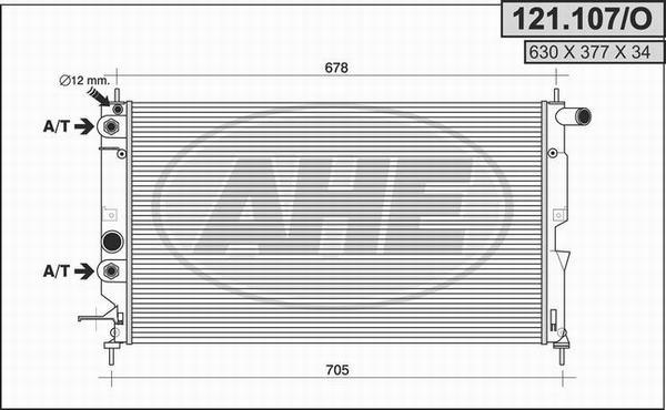 AHE 121.107/O - Радіатор, охолодження двигуна autocars.com.ua