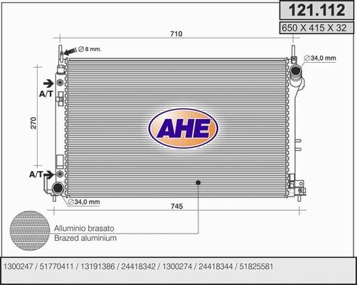 AHE 121.112 - Радіатор, охолодження двигуна autocars.com.ua