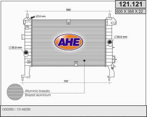 AHE 121.121 - Радіатор, охолодження двигуна autocars.com.ua