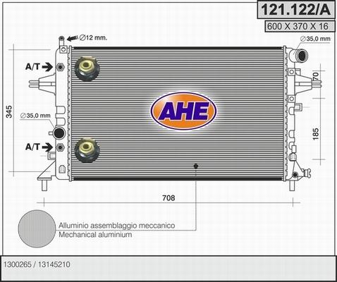AHE 121.122/A - Радіатор, охолодження двигуна autocars.com.ua