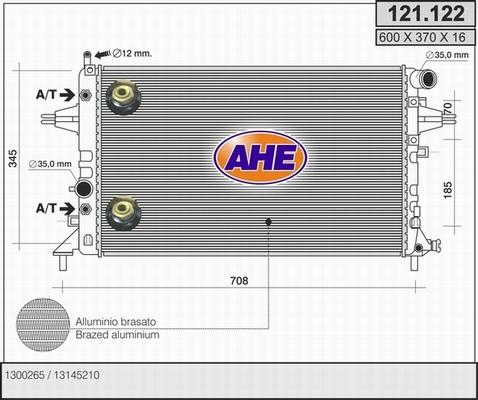 AHE 121.122 - Радіатор, охолодження двигуна autocars.com.ua