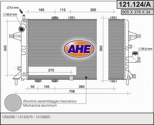 AHE 121.124/A - Радіатор, охолодження двигуна autocars.com.ua